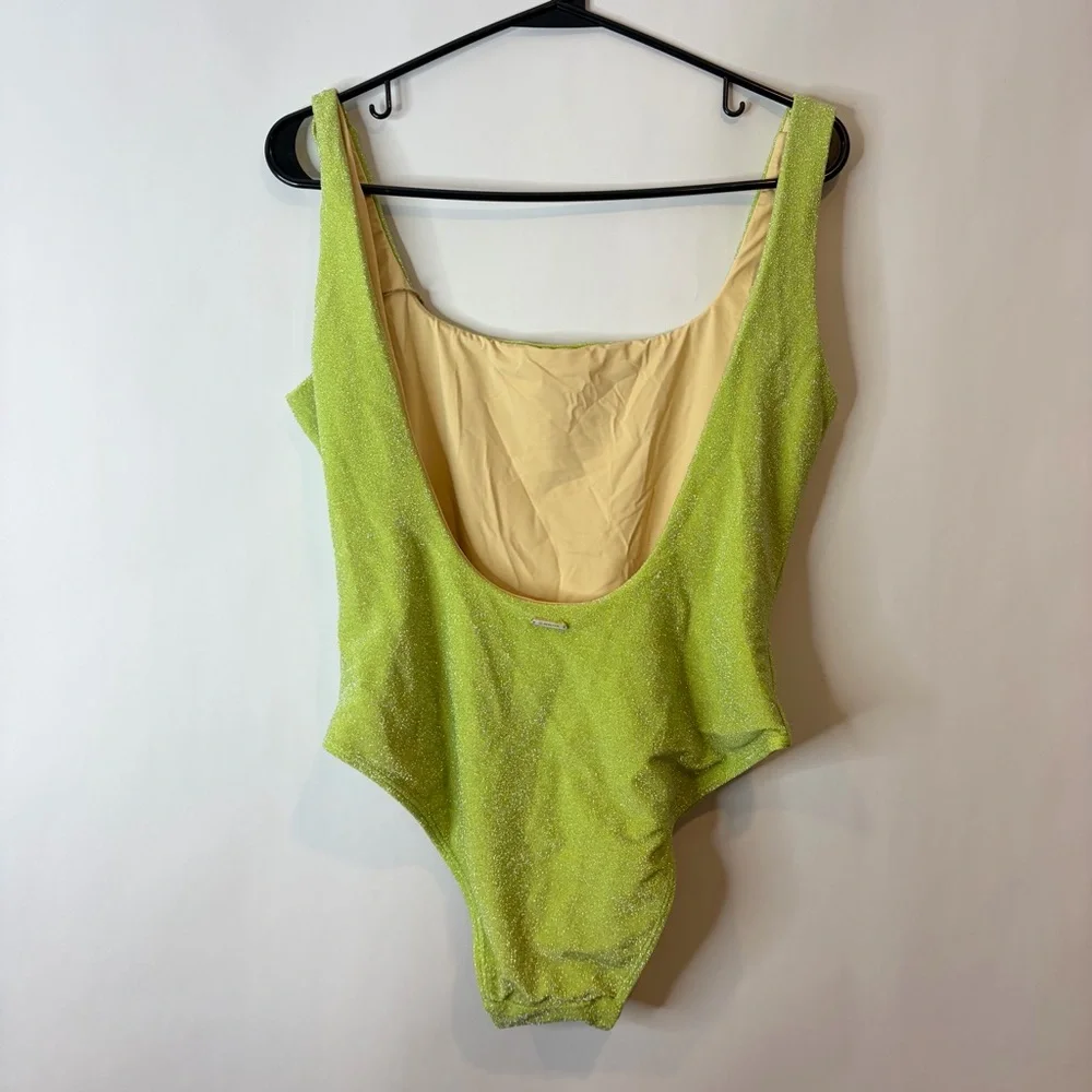 NWT Berlook Shimmer Lime One-Piece Swimsuit size Large Recycled Nylon - Picture 6 of 9